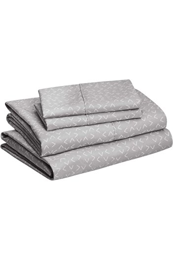 erorex Lightweight Super Soft Easy Care Microfiber Bed Sheet Set With 14” Deep Pockets Queen Gray Arrows