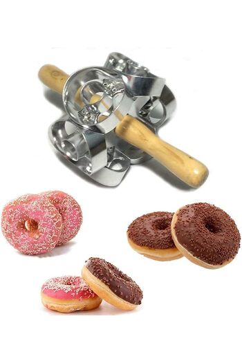 erorex Metal Revolving Donut Cutter Maker Machine Mold Pastry Dough Baking Roller Donuts Snack Cooking