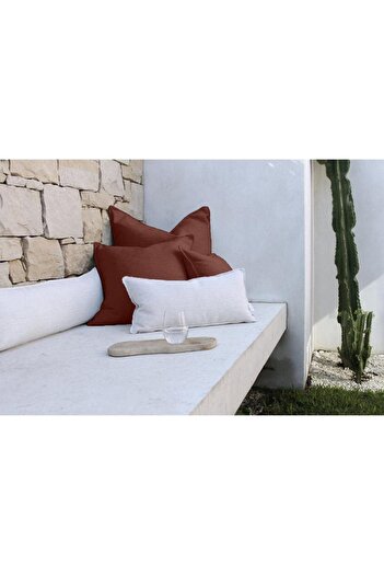 erorex Linen Square Decorative Cushion Microfiber Filler 45*45 Wine Red Am.102060400262 Pen