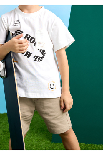 MAYORAL 04-10 Years Old Boy Mayoral White Shorts Suit - White