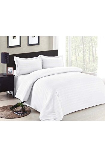 erorex Blues Hotel Stripe Comforter Set Single Size White 5 Pcs Bg 06