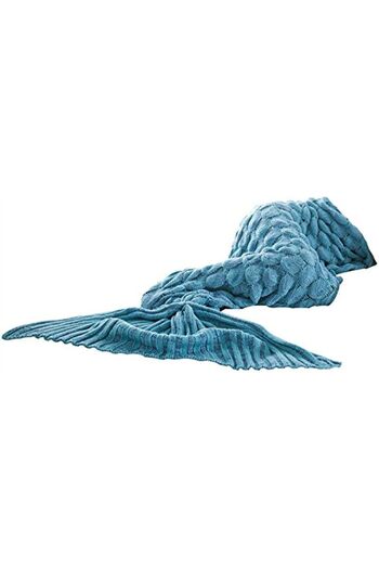 erorex Cartoon Mermaid Tail Blanket Sleeping Blanket For Women Blue