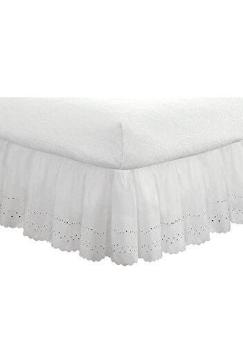 erorex Ideas Ruffled Eyelet Bed Skirt Dust Ruffle With Gathered Styling And Embroidered Details 14 Inch