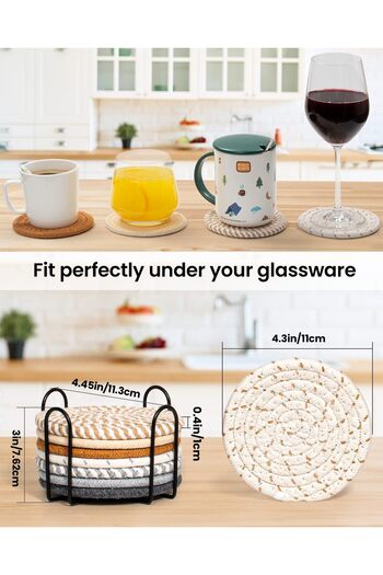 erorex 8 Pcs Drink Coasters With Holder 8 Colors Absorbent Coasters For Drinks Minimalist Cup Coasters