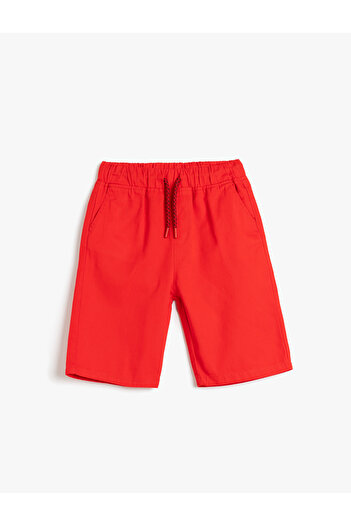 Koton Cotton Basic Shorts with Tie Waist Pocket Detail