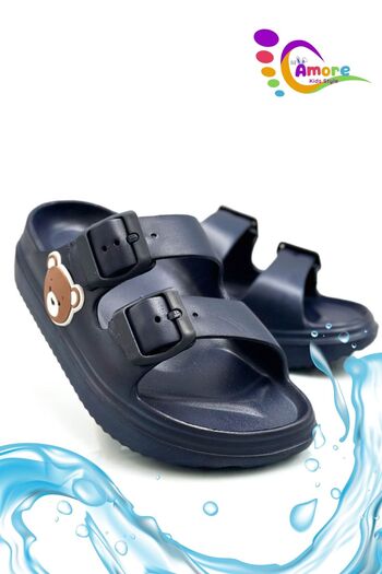 lil amore Double Buckle Lightweight Eva Summer Beach Children's Slippers Pool Slippers Sink