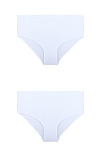 Rubuvi Women's White 2 Pack Cotton Lycra High Waist Hipster Panties