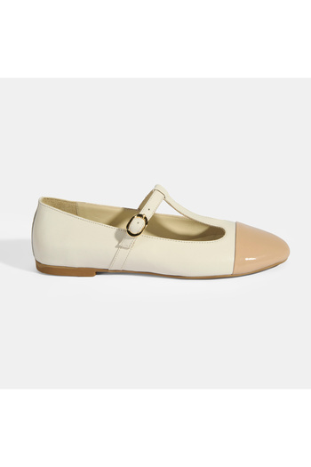 Desa Women's White Patent Leather T-Band Mary Jane Ballerinas
