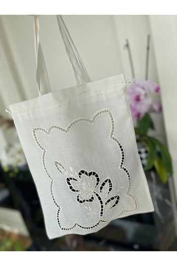QBR Home Embroidered Holework Multi-Purpose Fabric Bag. Lily Model (1 Piece)