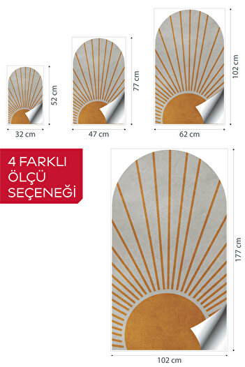 Pluswall Kendinden Yapışkanlı Oval Kesim Boho Tarzı Güneş Duvar Kağıdı Stickeri, Kolay Uygulama