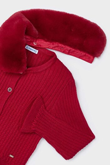 MAYORAL Girl's Fur Collar Cardigan
