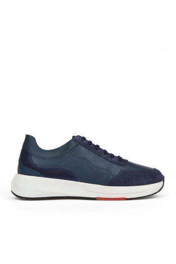 Ziya Men's Genuine Leather Sneaker Navy Blue 151423 Z520