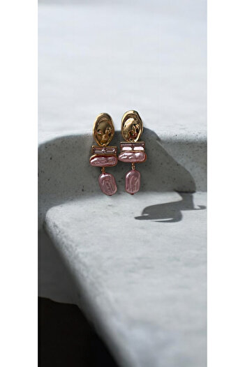 Arzhome Candy Pink and Gold Bead Detailed Bujiteri Earrings