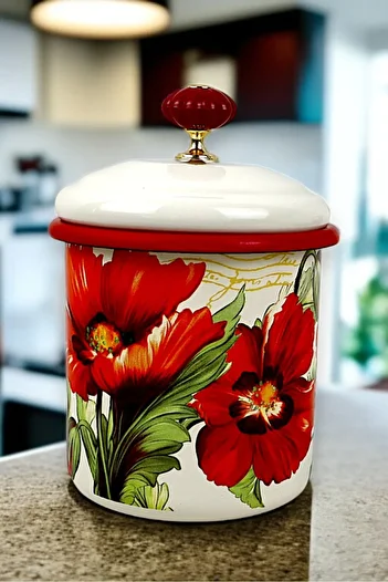 İnci Emaye 1.3Lt Spice Jar with Lid - Dowry, Gift, Yogurt Ferment, Multi-Purpose