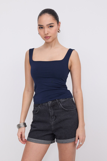 Addax Square Collar Tank Top Ak1560-W13 Shoes