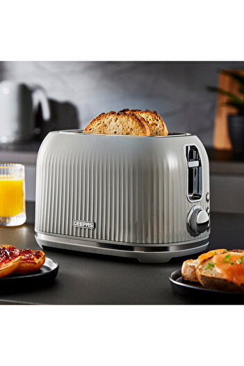 Geepas Fluted Bread Toaster 2 Slice Slot 1000 W|  6 Adjustable Browning Control and Removable Crumb Tray