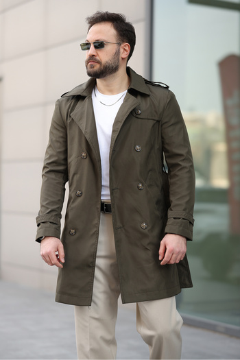 BASEL.CO Trench Coat with Belt and Epaulettes