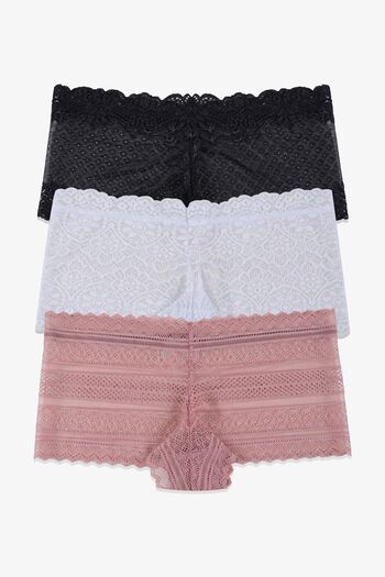koza iç giyim Women's 3-Pack Lace Boxer Briefs (Different Lace Options)