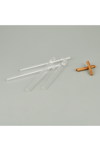 Evabella Thick Figured 4-Piece Glass Straws - Transparent