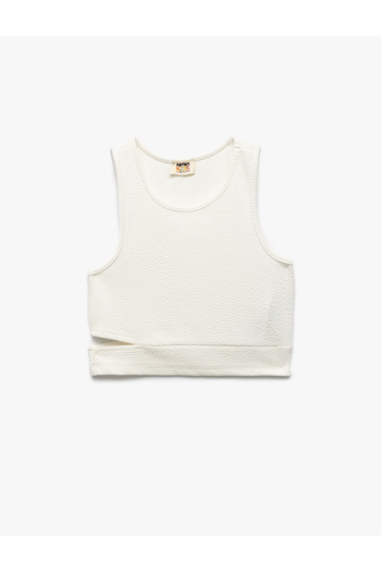 Koton Slim Fit Wrap Sleeveless Crew Neck Crop Tank Top with Window Detail