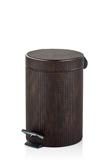 SETABIANCA Luxe Faux Vegan Leather 5 Lt Trash Can Brown 25*18*27 cm