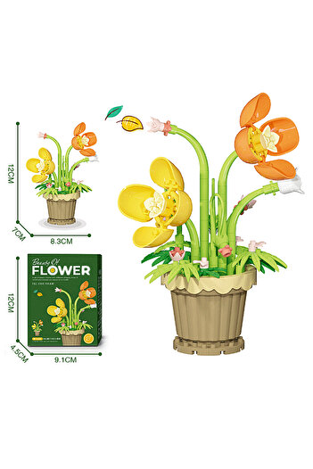 Choice1 No box 7229 Creative Building Block Bouquet, Eternal Flower Plant Potted Gift, Rose Sunflower Potted