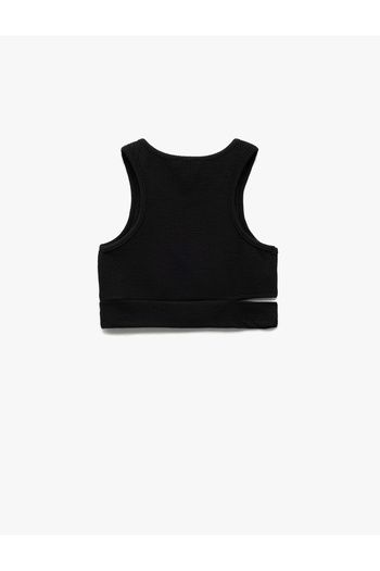Koton Slim Fit Wrap Sleeveless Crew Neck Crop Tank Top with Window Detail