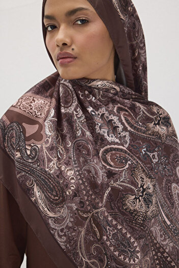 cs camellia scarf Μοτίβο Perle Vibe - Καφέ