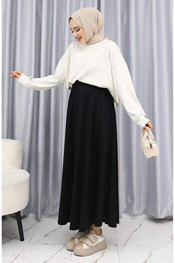 sefamerve 5578-04 Black Fabric Skirt