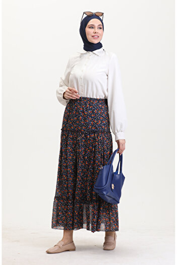 sefamerve Navy Blue Authentic Skirt 2055-02