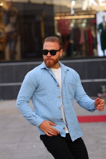 Pobudo Blue Color Lumberjack Shirt