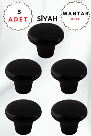ALPAKS Buton din plastic ciupercă, rotund, negru, mâner pentru sertar pentru mobilier, pachet de 5 – design durabil