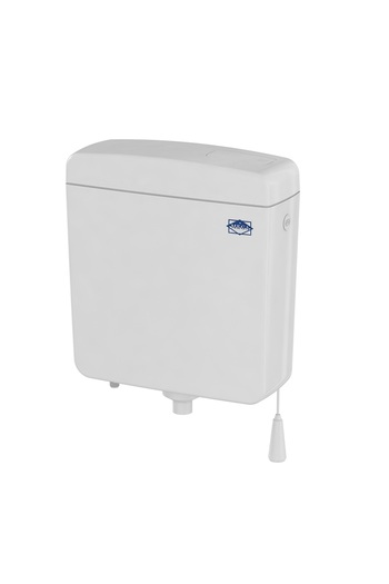 MEGA Exposed wall-hung cistern for Turkish toilet, bottom supply, half-height installation, white