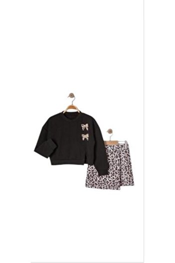RAPAPA Girl's Eid Leopard Shorts Skirt Suit 25016S