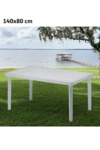 Concept Home Large Rectangular Plastic Kitchen Table White 140x80 cm