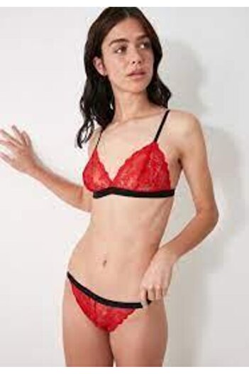 DEEP SECRET Κόκκινο Full Lace Bralet Σετ