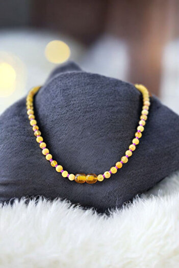 La'Vanti Designs Gümüş Doğal Kaya Damla Bebek Kehribar  Kolye Ağrı Diş Nazar Sağlık  Kolyesi..
