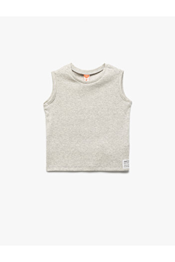 Koton Crew Neck Sleeveless Label Printed Ribbed Basic Undershirt