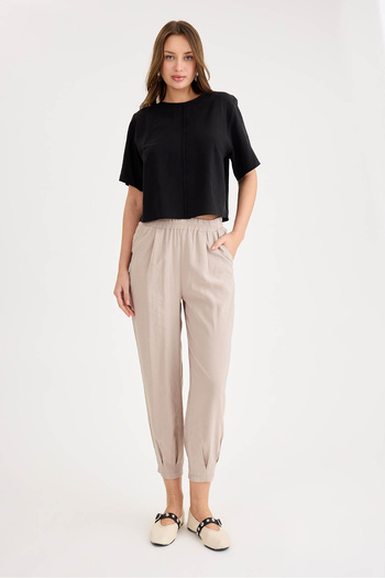 Vitrin Pleated Carrot Cut Modal Trousers