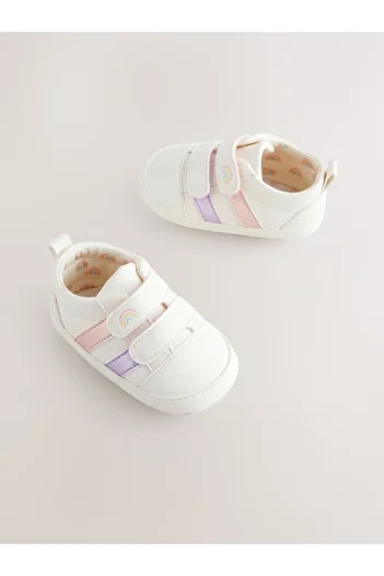 Next Baby White Rainbow Patterned Soft Sole Baby Sneakers