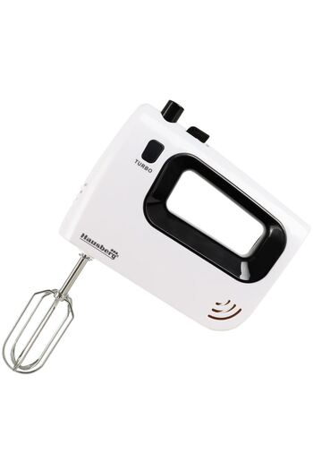 Hausberg Mixer de mana HB-4120NG, 300W ,5 viteze, Functie Turbo, Teluri si carlige metalice, Negru/Alb