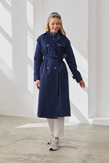 QANU Classic Trench Coat Navy Blue