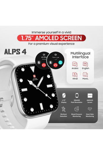 Swiss Military ALPS4 Smartwatch 1.75” AMOLED,BT Calling,Fitness Tracker, IP67, 7-Day Battery,iOS/Android Compatible