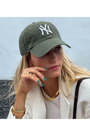 OX-RA Unisex Χακί Χρώμα Λευκό Κέντημα NY Κεντημένο καπέλο μαύρο