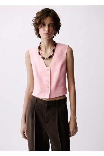 MANGO Woman Linen suit vest
