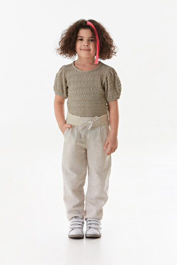 Fulla Moda Girl's Linen Trousers with Elastic Waist
