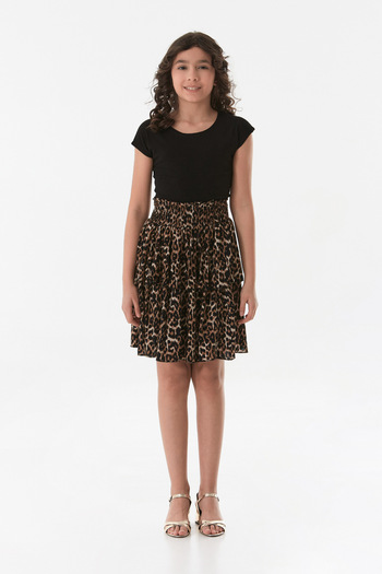 Fulla Moda Fusta pentru fetiță cu volane cu model leopard