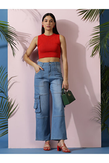Kotty By Styli High-Rise Wide Leg Cargo Jeans