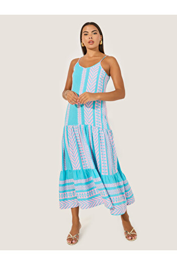 Styli Striped Strappy Tiered Maxi Dress