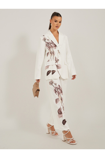 Styli Floral Print Pleated Wide Leg Pants